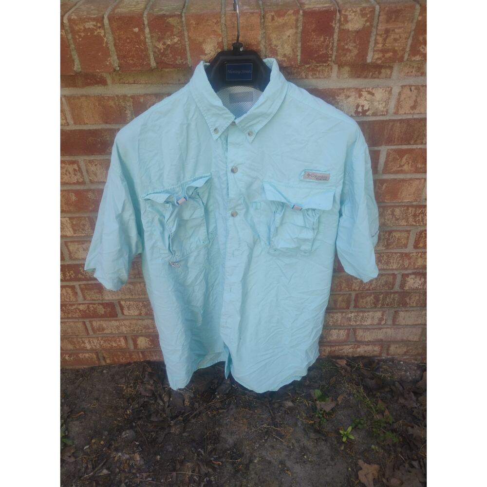 COLUMBIA PFG Bahama II Fishing Shirt Mens Large L Vented Short Sleeve UPF 50